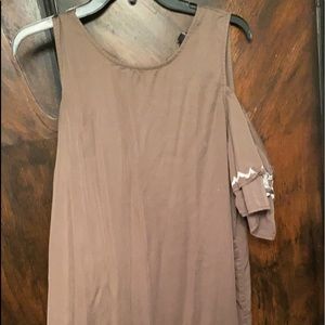 Army green cold shoulder dress